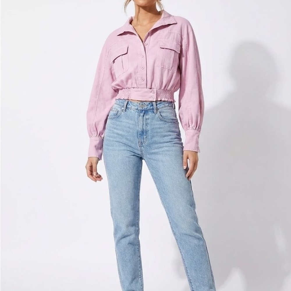 Fashion Nova Pink Button-Up Blouse